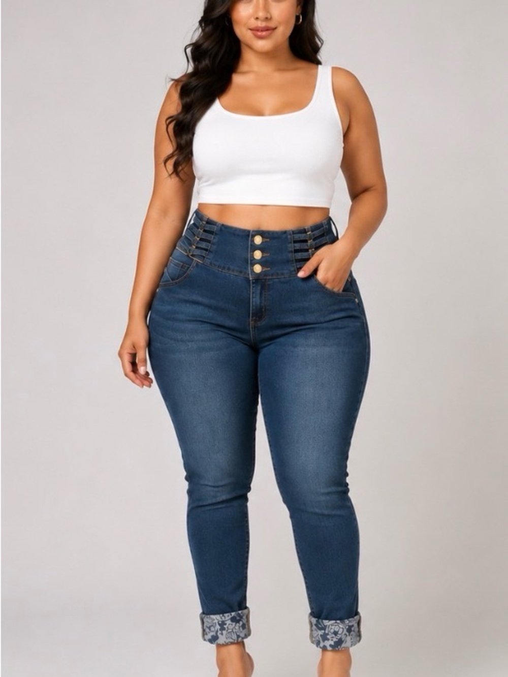 Tissini Colombian Curvy Lift Stretch Jeans Medium Wash Size 7/8